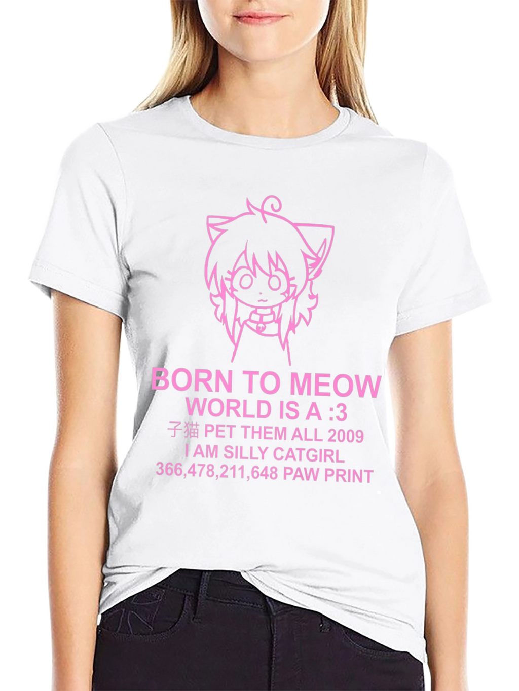 Born to Meow Anime Catgirl T-Shirt