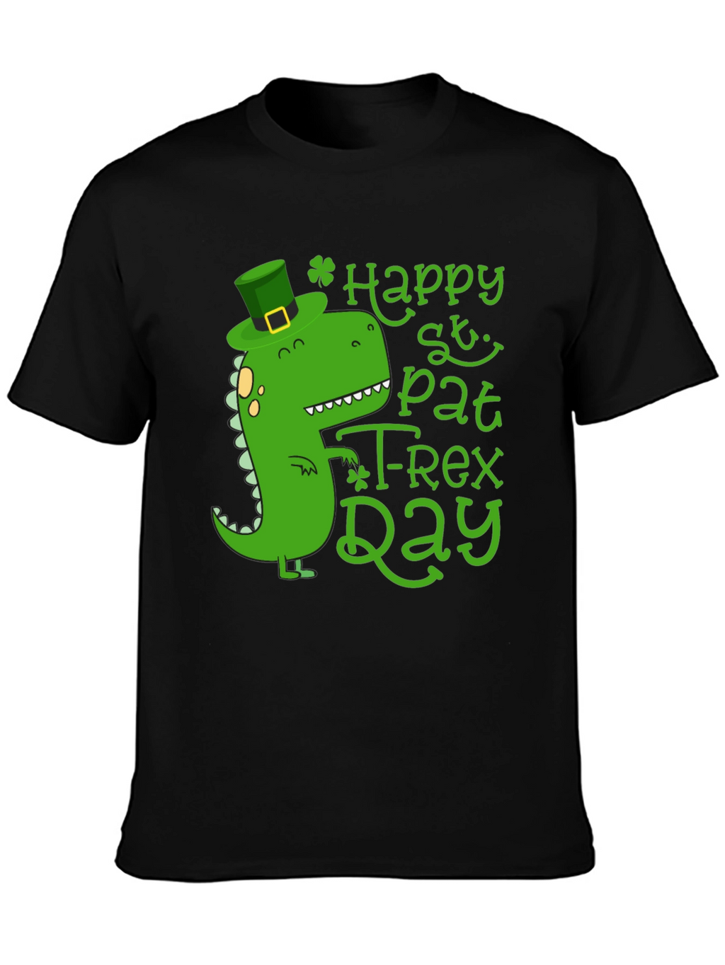 Happy St. Pat-T Rex Day Black T-Shirt