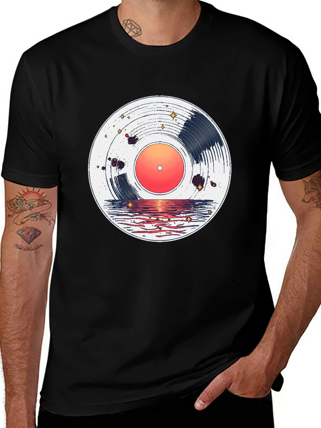 Sunset Vinyl Record Graphic Tee