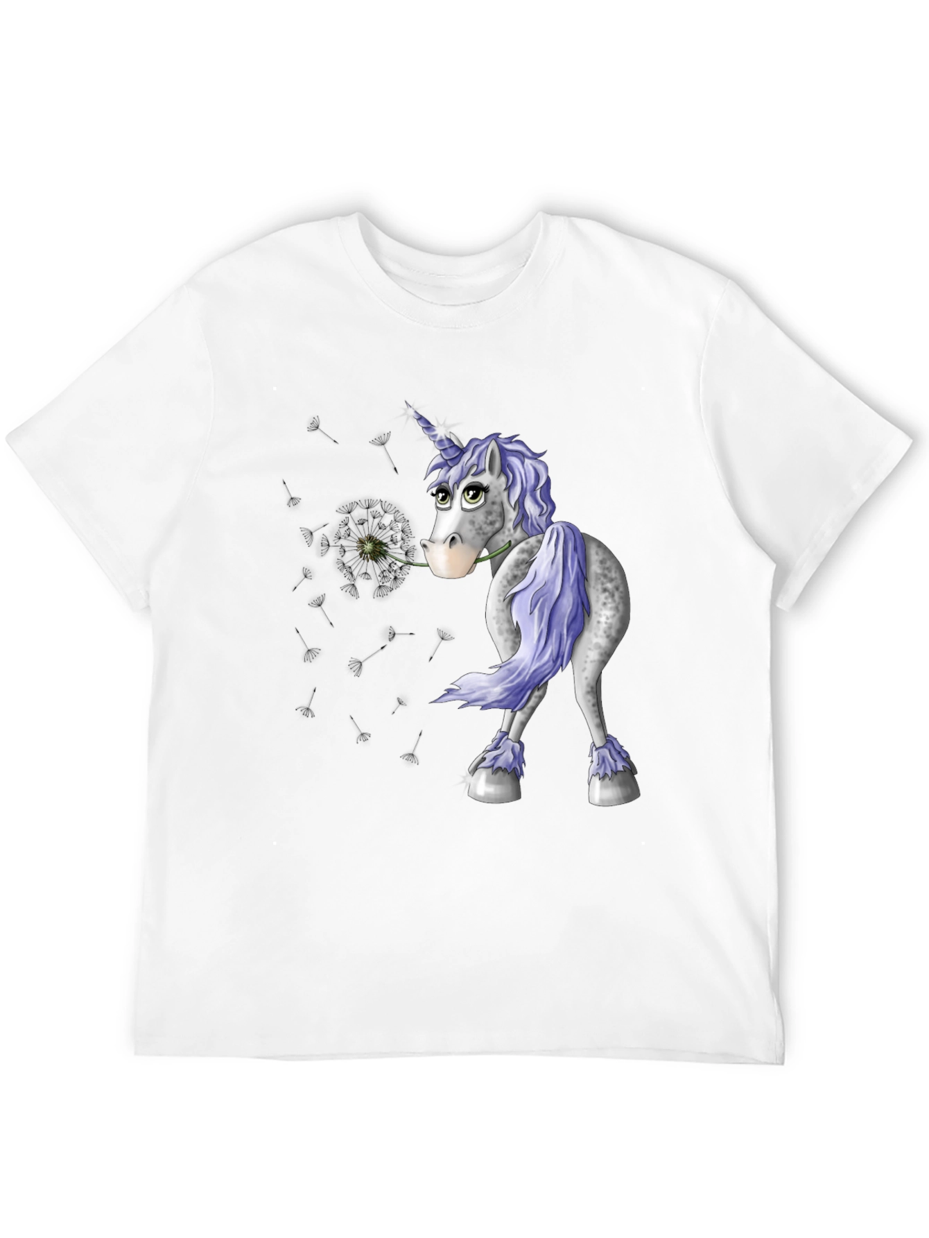 Unicorn Dandelion Mens Black T-Shirt