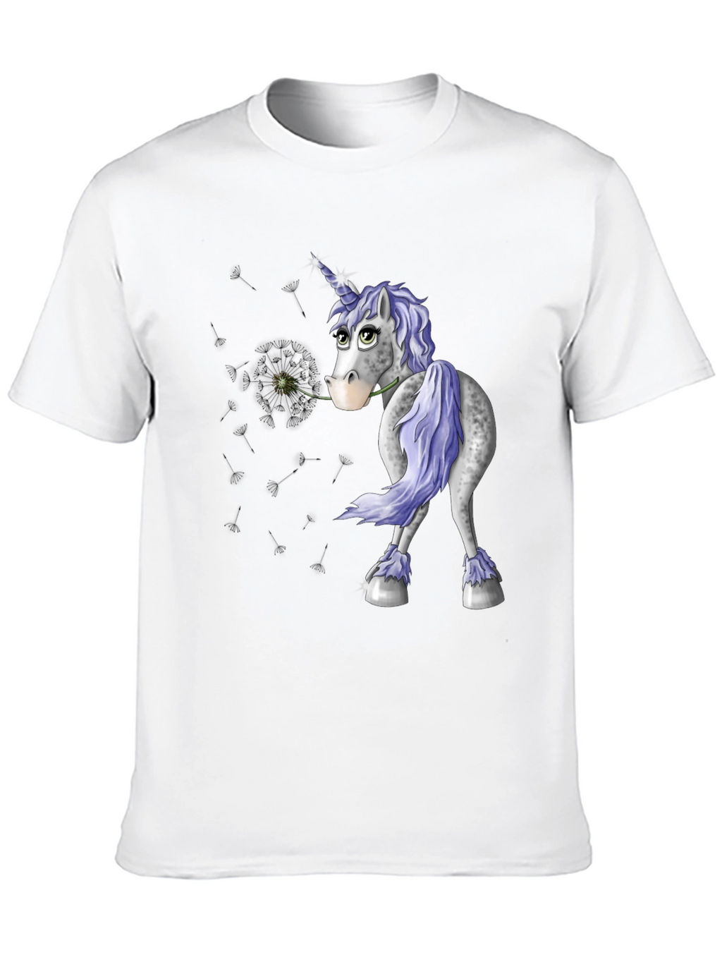 Unicorn Dandelion Mens Black T-Shirt