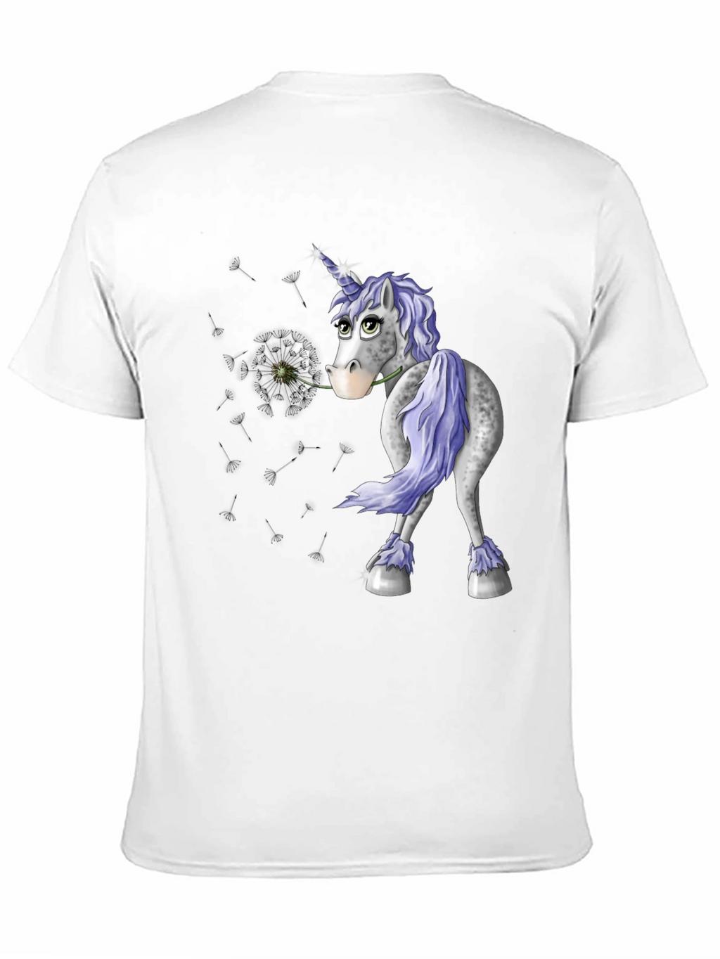 Unicorn Dandelion Mens Black T-Shirt