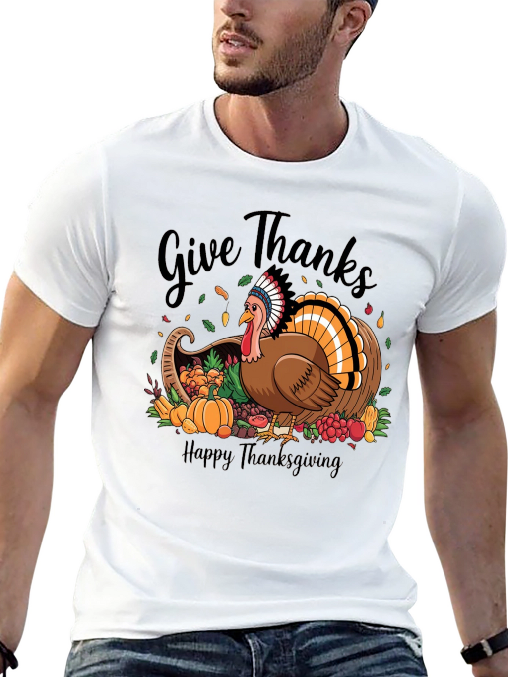 Give Thanks Thanksgiving Turkey T-Shirt