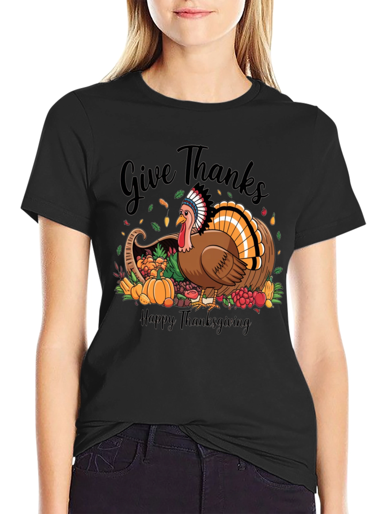 Give Thanks Thanksgiving Turkey T-Shirt