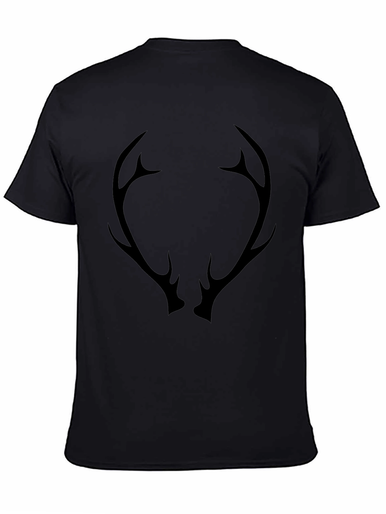 Mens Black T-Shirt with Antler Graphic