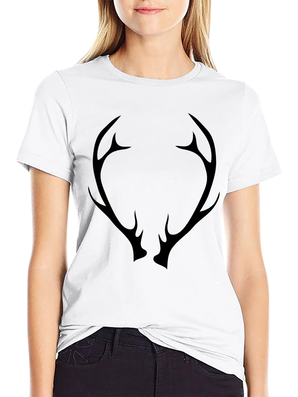 Mens Black T-Shirt with Antler Graphic