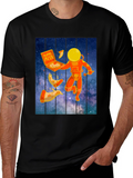 Space Pizza Graphic T-Shirt - Black Crew Neck Tee
