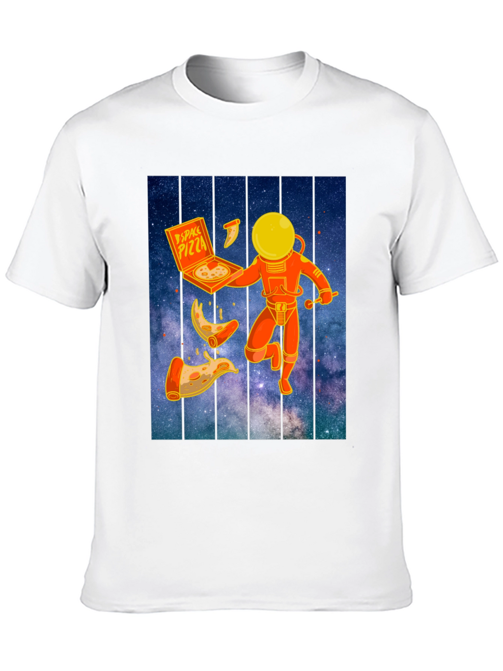 Space Pizza Graphic T-Shirt - Black Crew Neck Tee