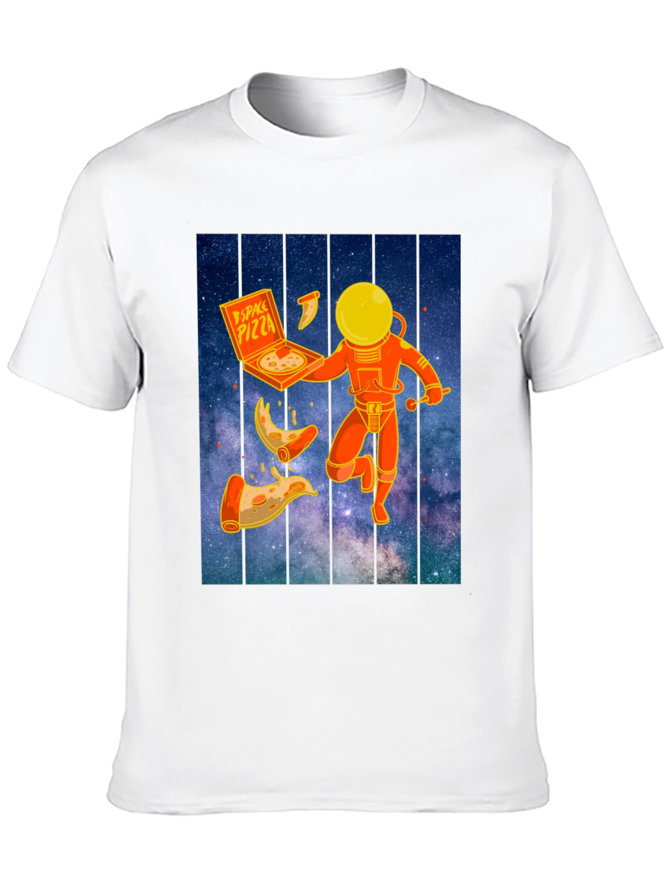 Space Pizza Graphic T-Shirt - Black Crew Neck Tee