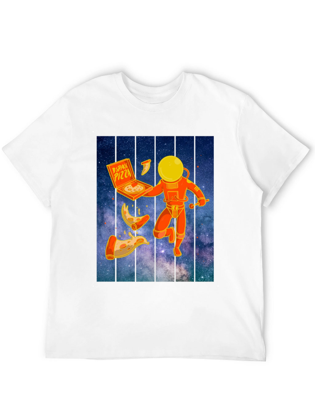 Space Pizza Graphic T-Shirt - Black Crew Neck Tee