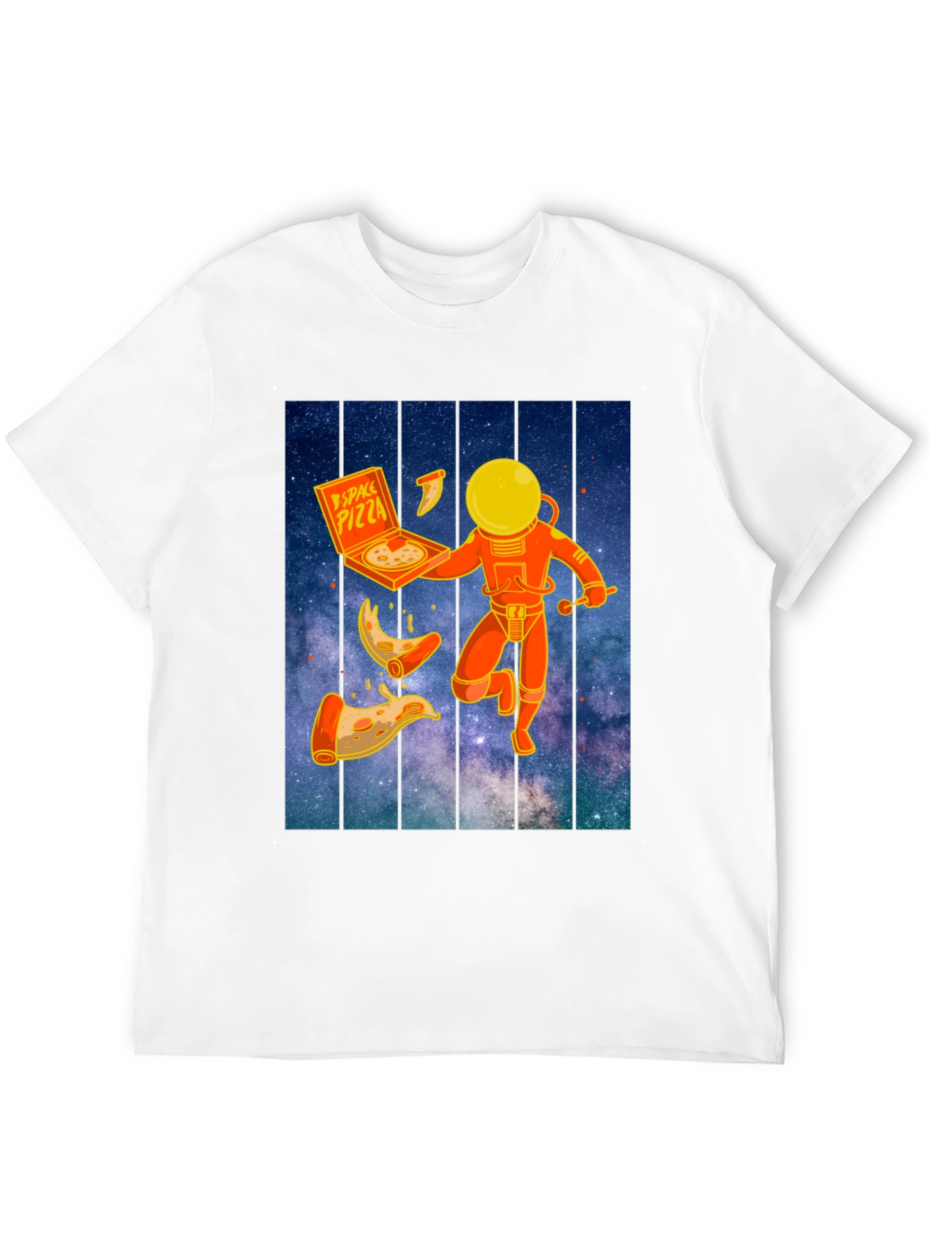 Space Pizza Graphic T-Shirt - Black Crew Neck Tee