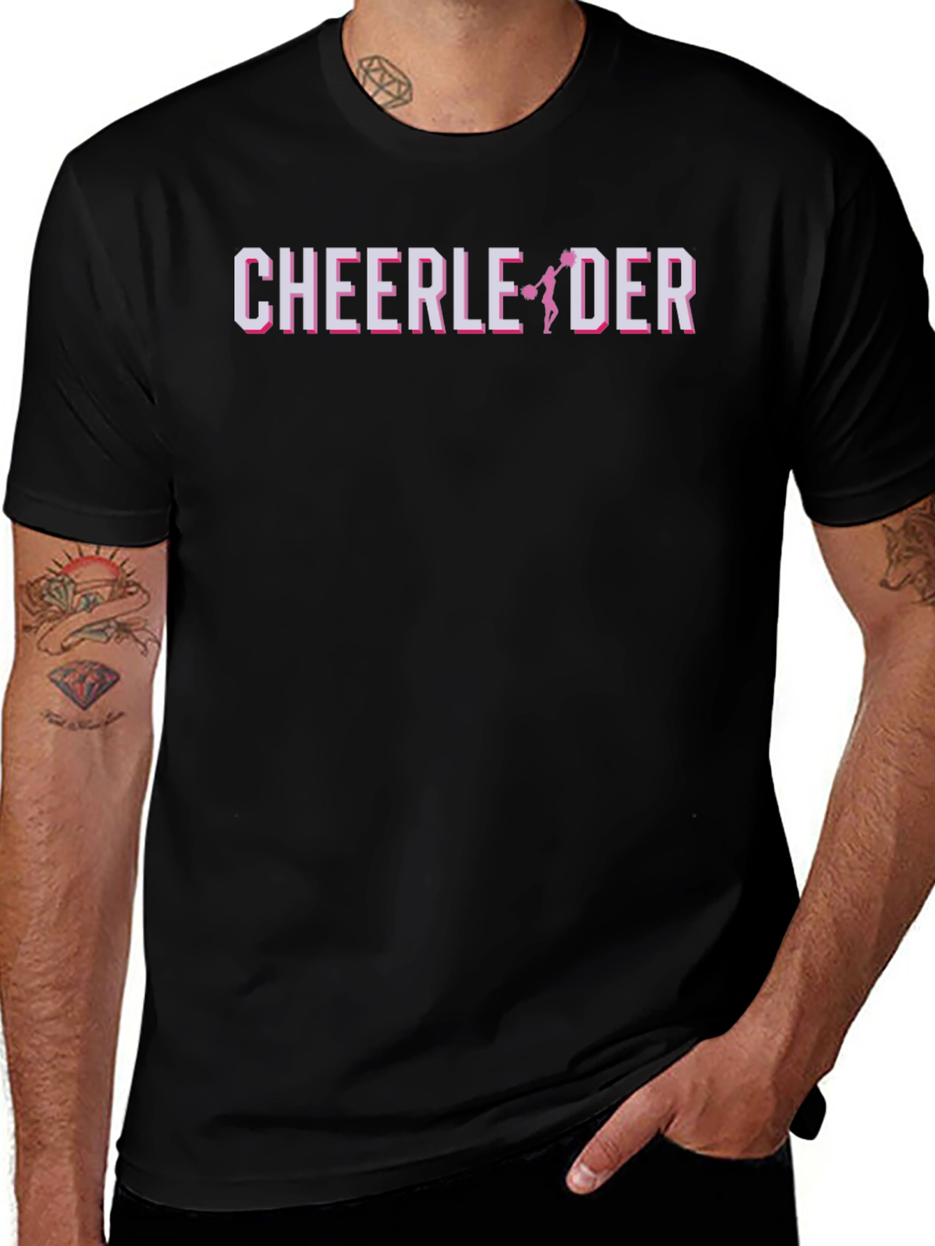 Cheerleader Graphic Print Black T-Shirt