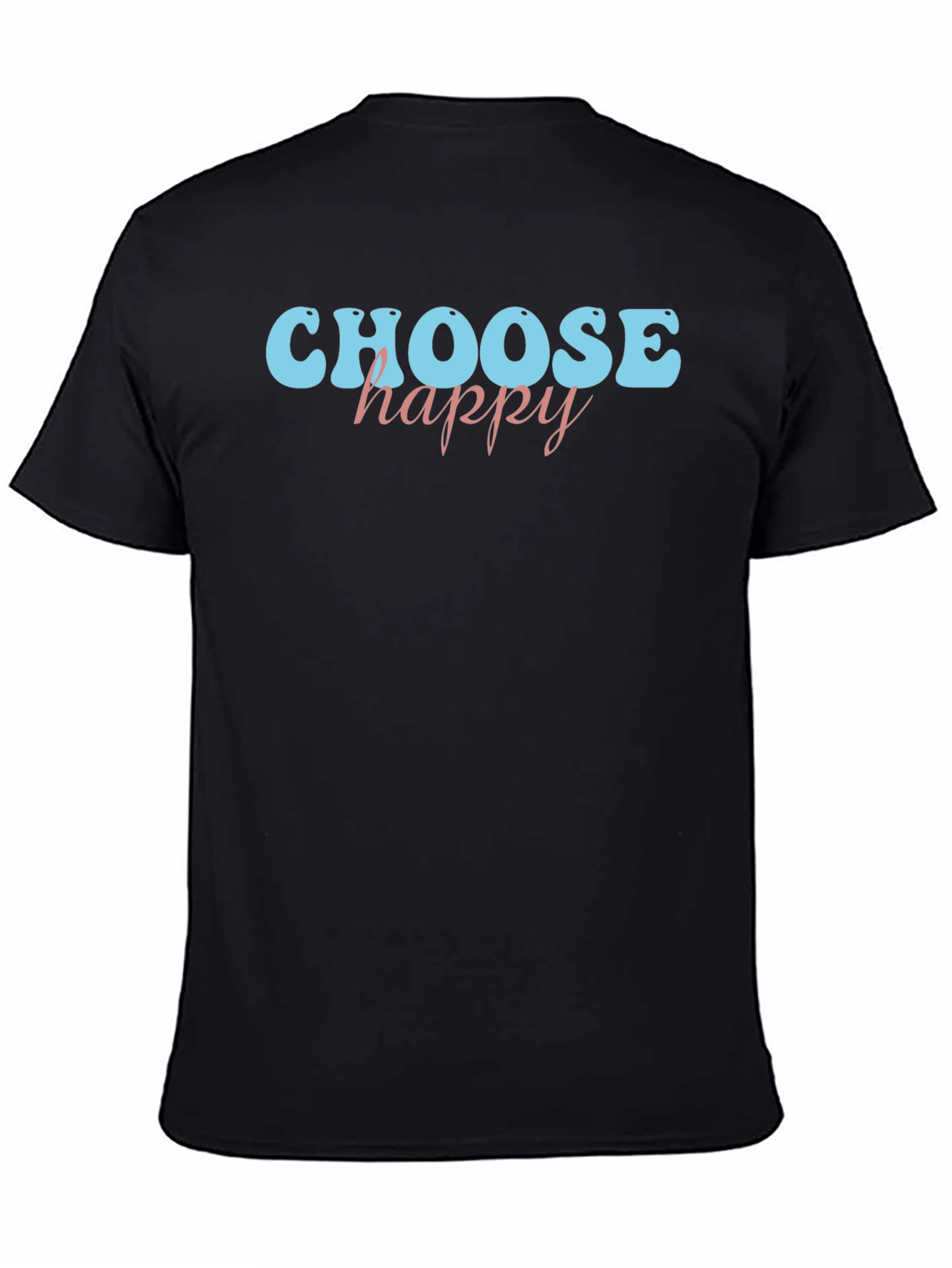 Choose Happy Graphic Tee - Black Cotton Casual Shirt