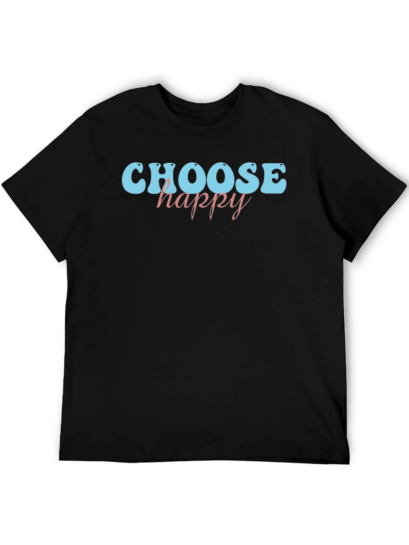 Choose Happy Graphic Tee - Black Cotton Casual Shirt