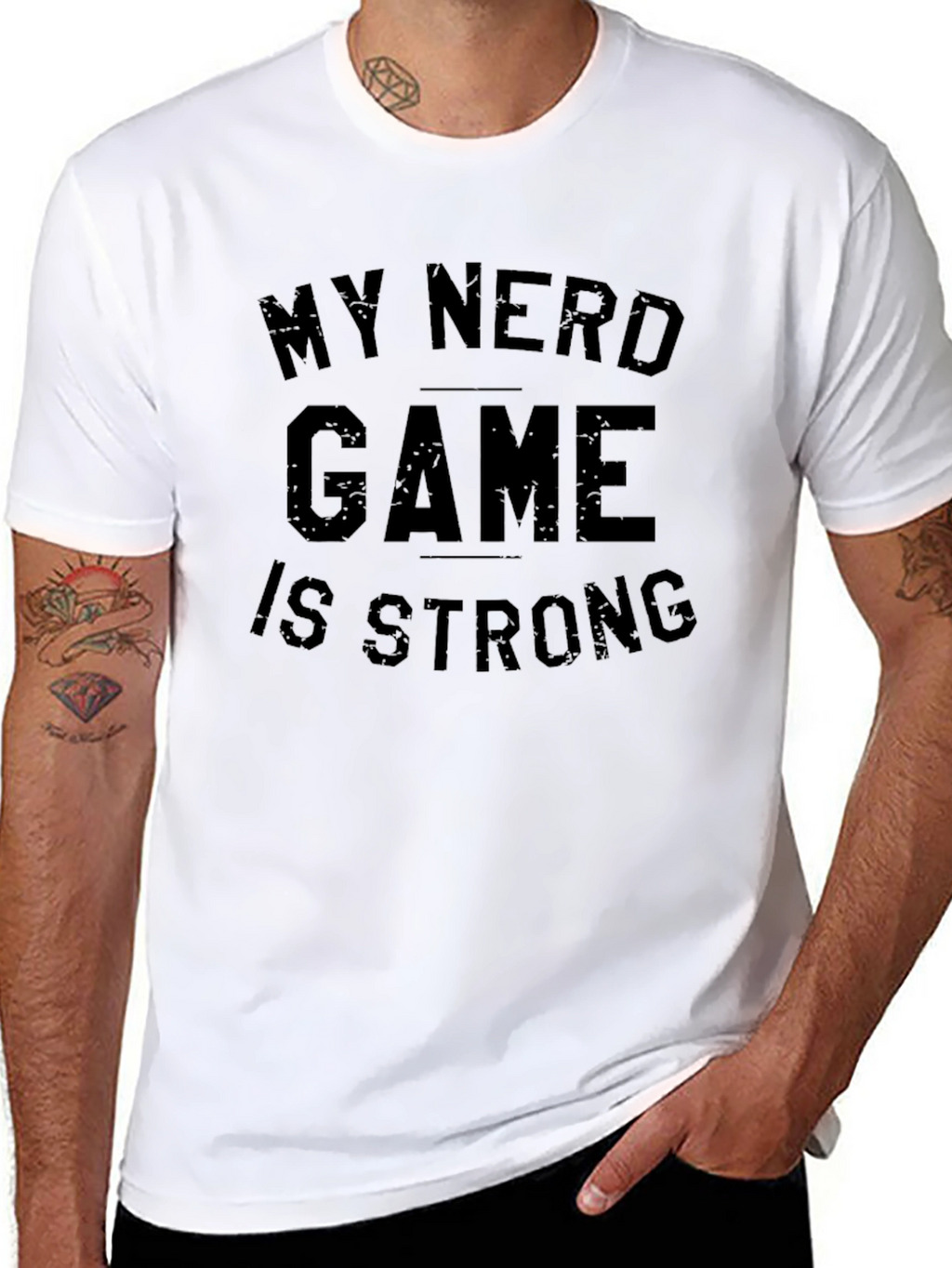 My Nerd Game is Strong Black T-Shirt