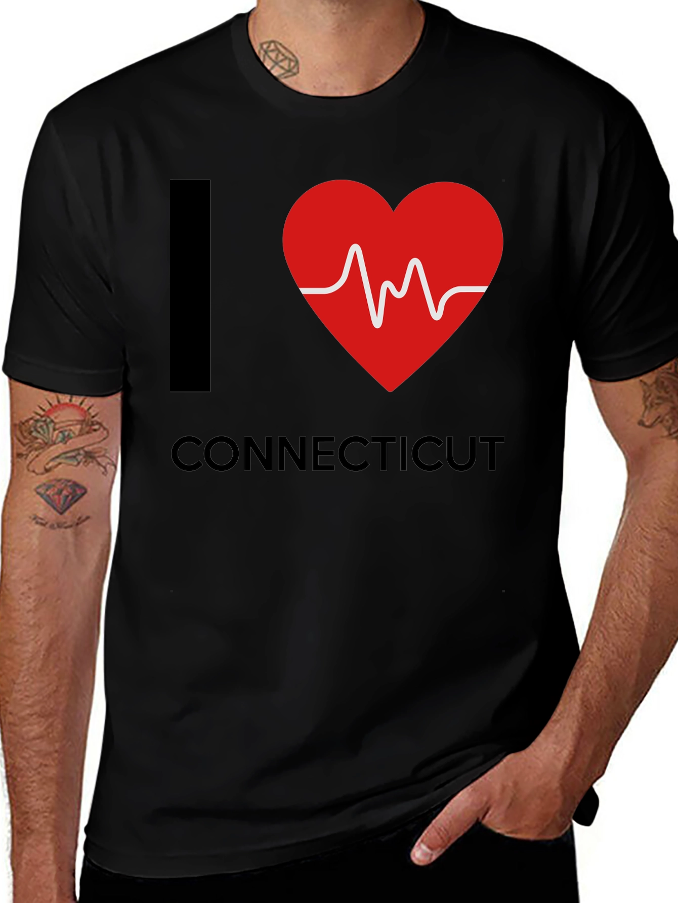 I Heart Connecticut Graphic Tee - Mens Black T-Shirt