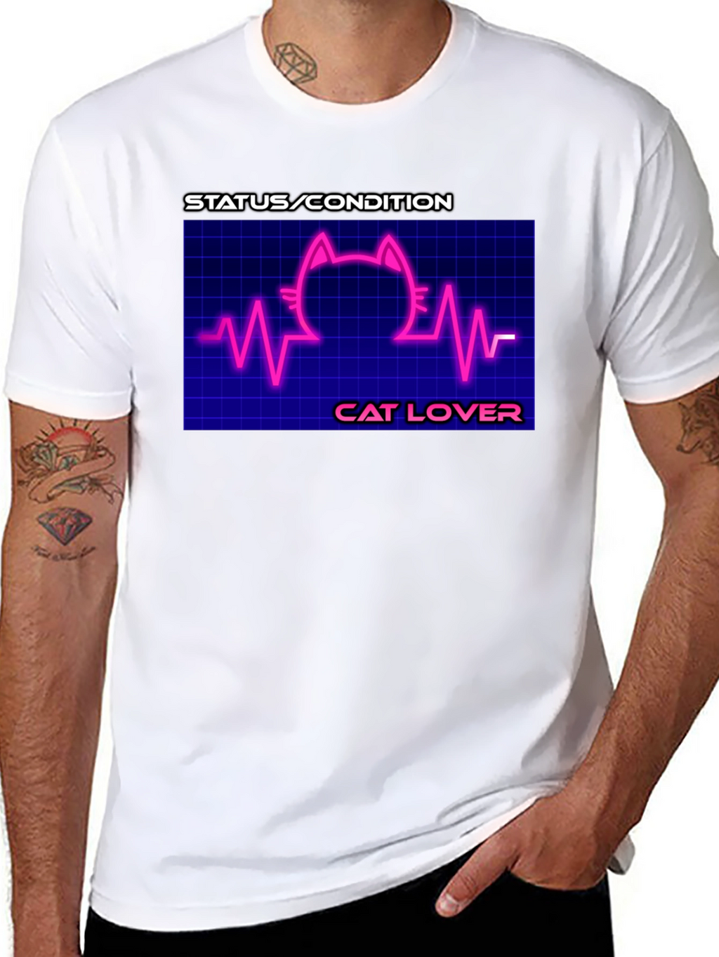 Cat Lover Graphic Tee - Status Condition Heartbeat Shirt