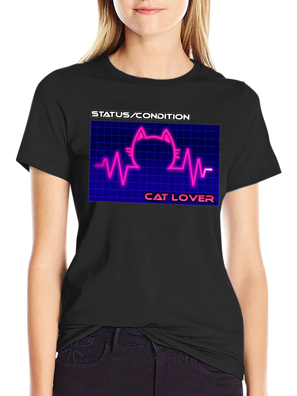 Cat Lover Graphic Tee - Status Condition Heartbeat Shirt