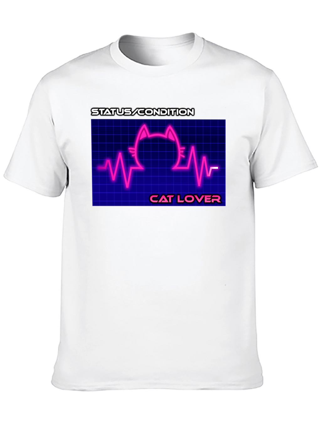 Cat Lover Graphic Tee - Status Condition Heartbeat Shirt