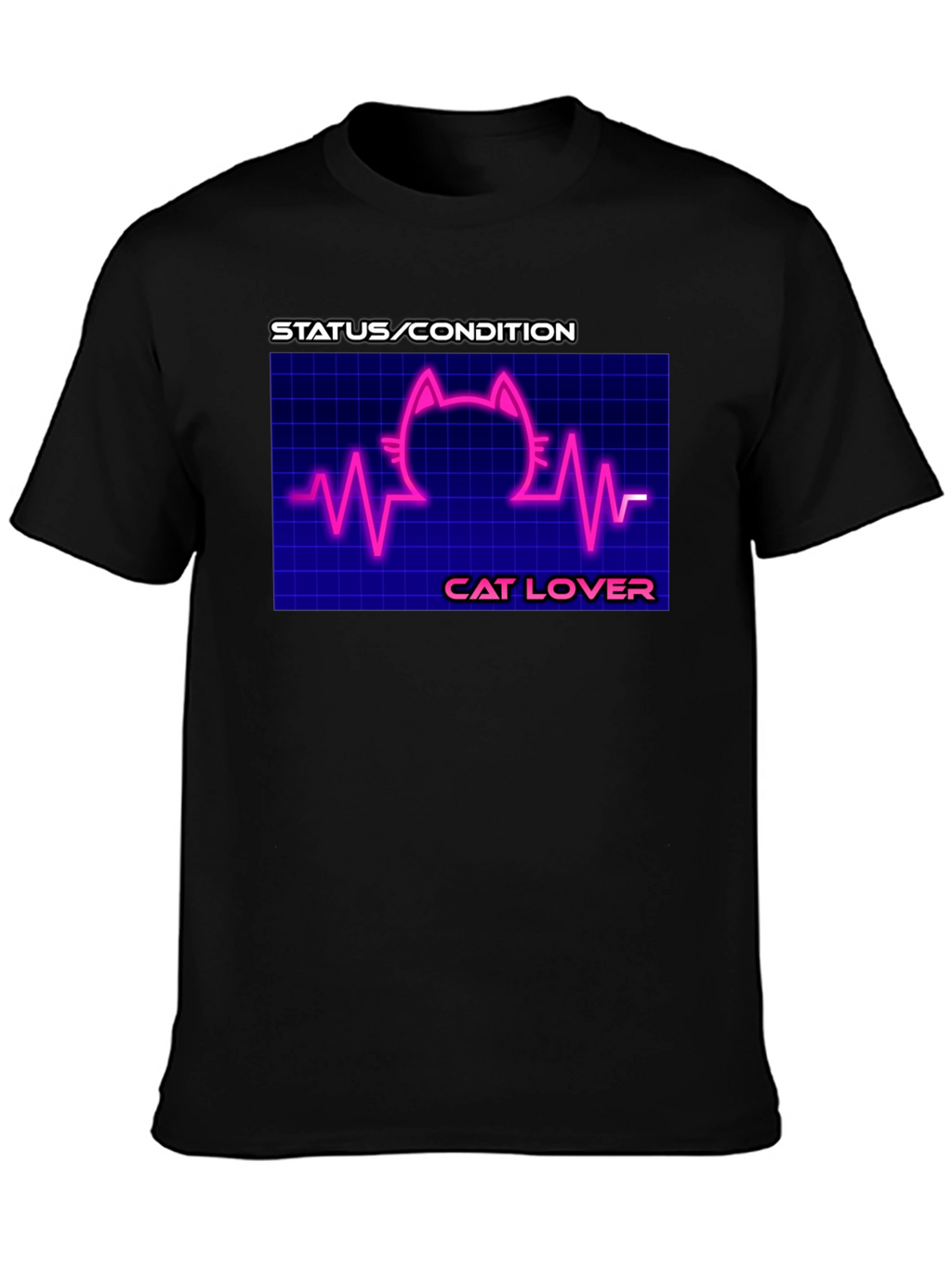 Cat Lover Graphic Tee - Status Condition Heartbeat Shirt