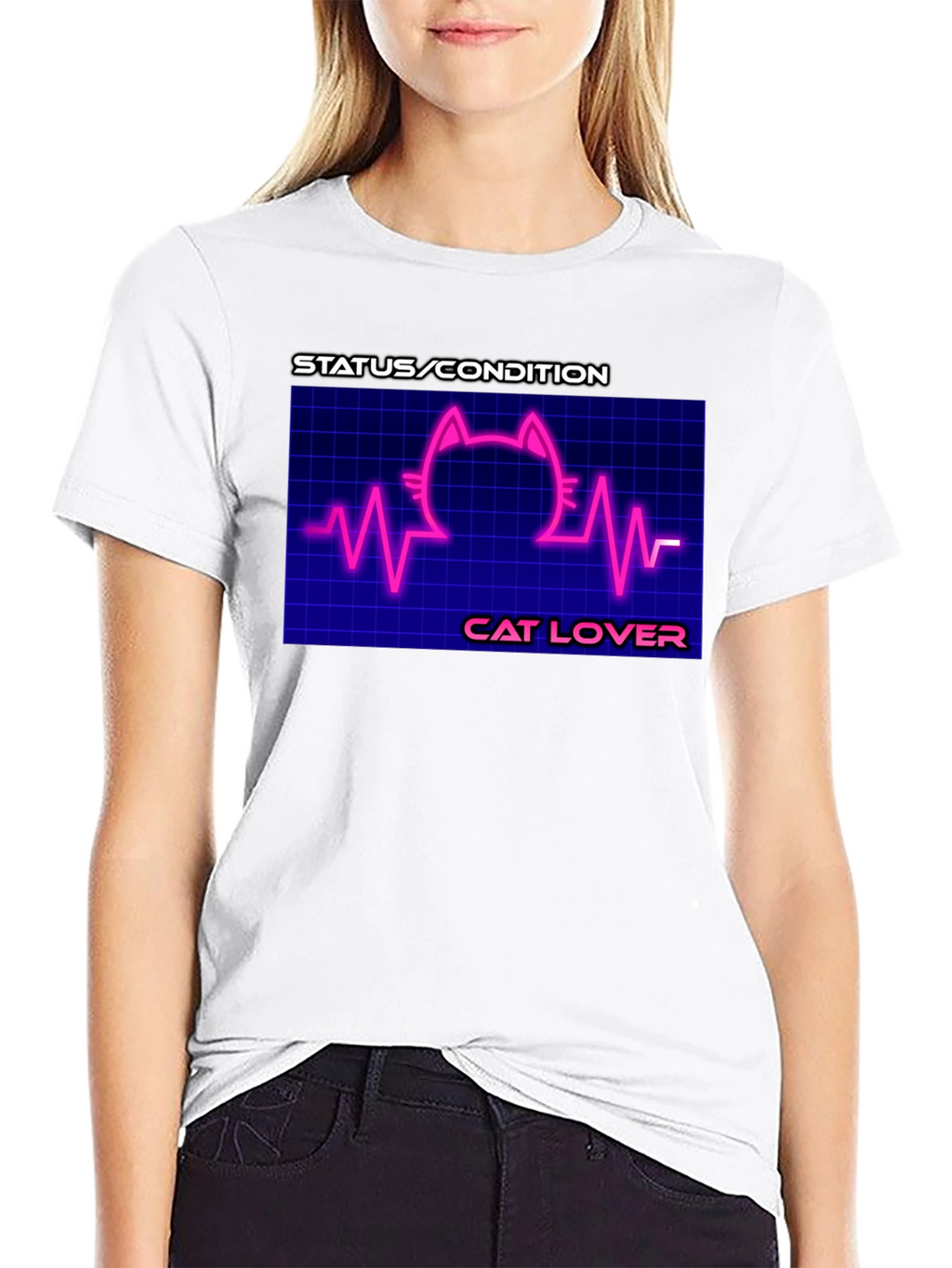 Cat Lover Graphic Tee - Status Condition Heartbeat Shirt