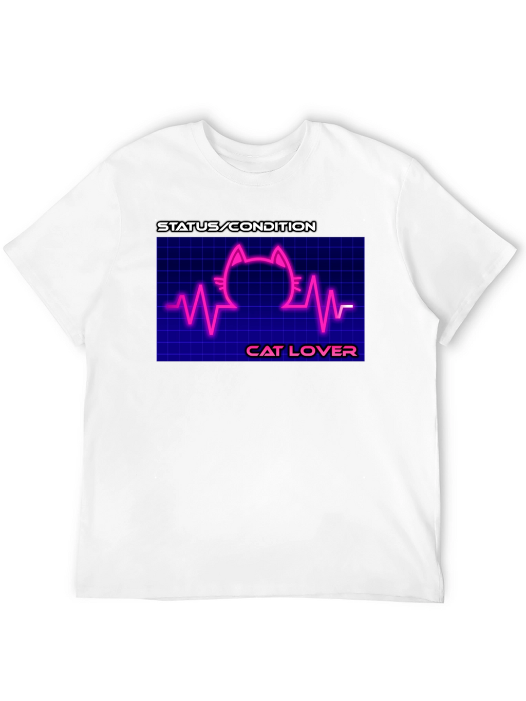 Cat Lover Graphic Tee - Status Condition Heartbeat Shirt