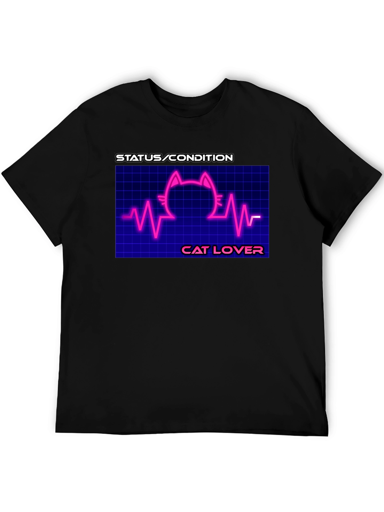 Cat Lover Graphic Tee - Status Condition Heartbeat Shirt