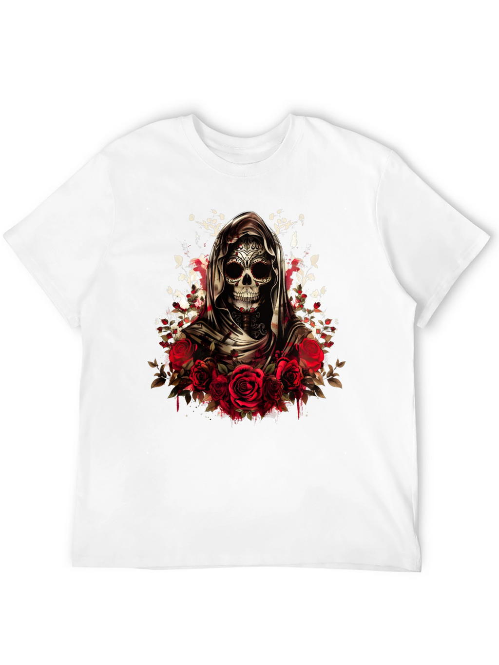 Grim Reaper Sugar Skull Rose T-Shirt