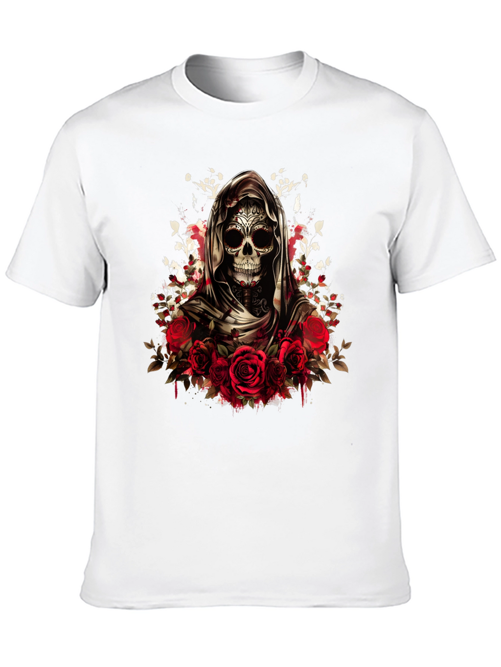 Grim Reaper Sugar Skull Rose T-Shirt