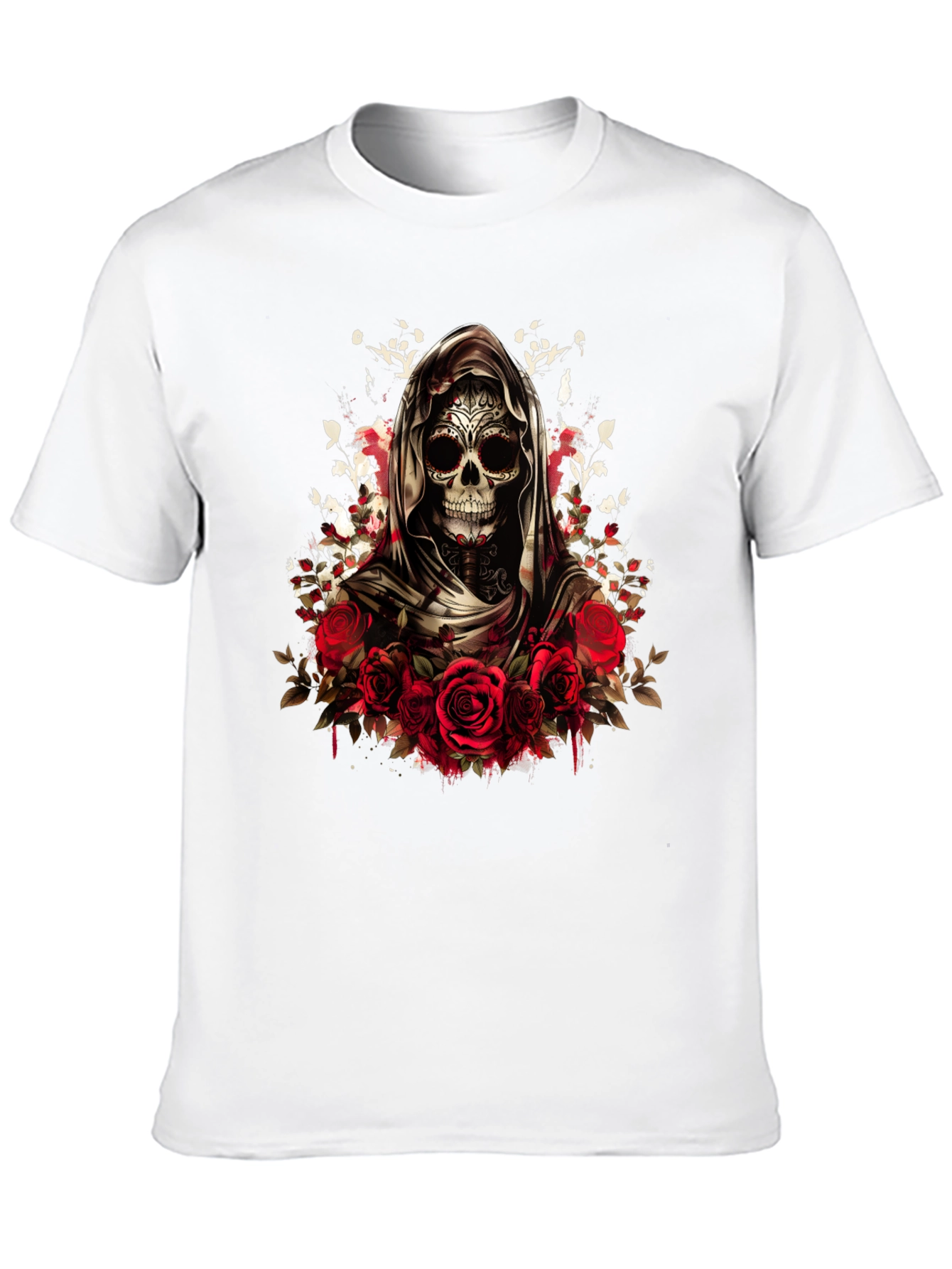 Grim Reaper Sugar Skull Rose T-Shirt