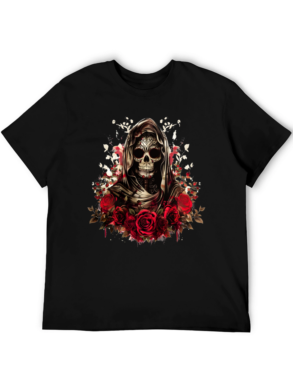 Grim Reaper Sugar Skull Rose T-Shirt