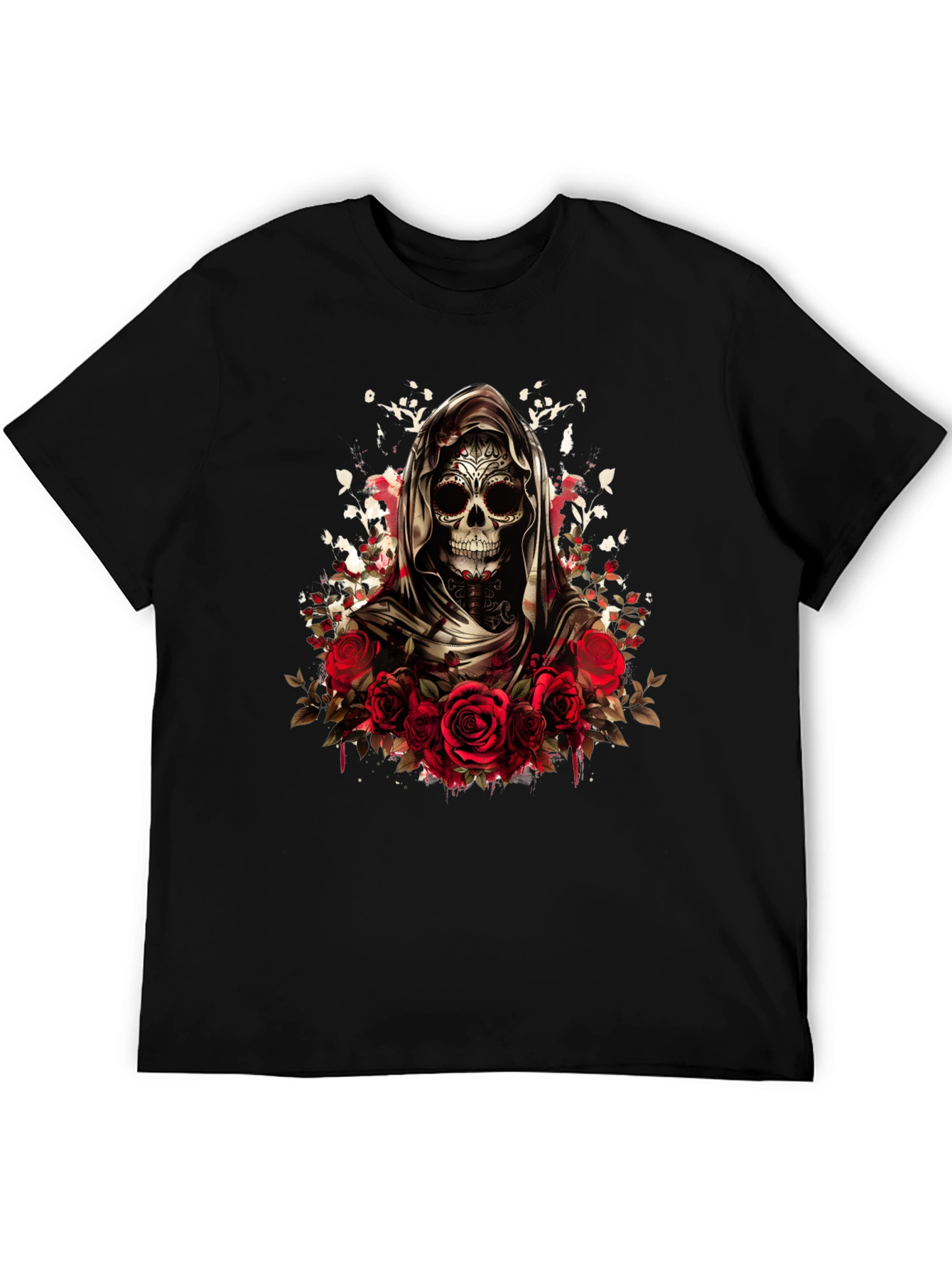 Grim Reaper Sugar Skull Rose T-Shirt