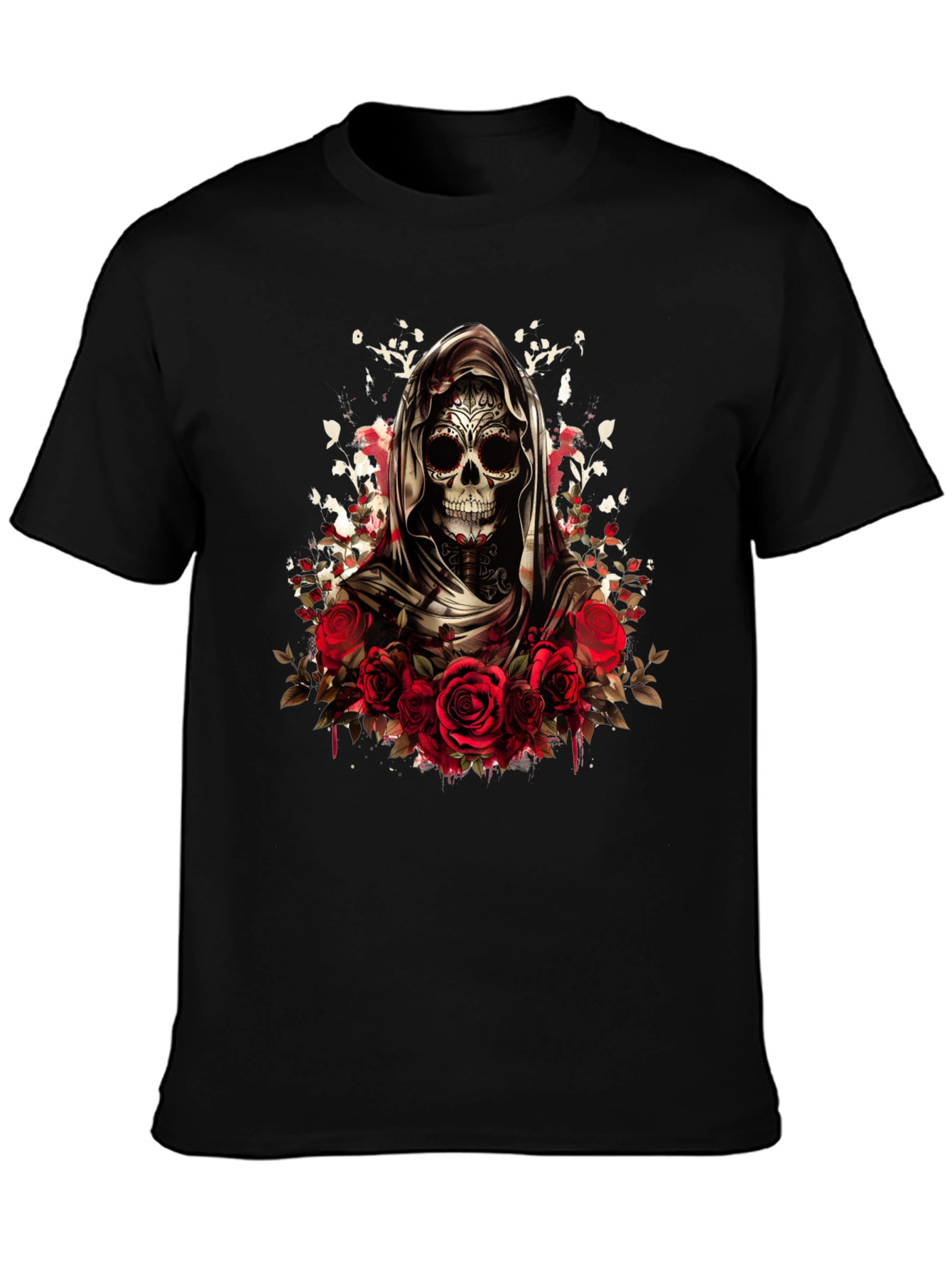 Grim Reaper Sugar Skull Rose T-Shirt