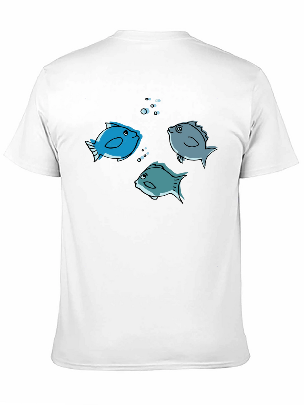 Fish Graphic Tee -  Black Cotton Crew Neck