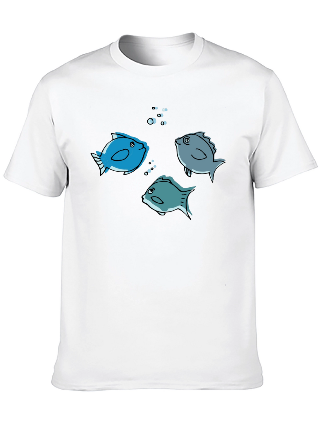 Fish Graphic Tee -  Black Cotton Crew Neck