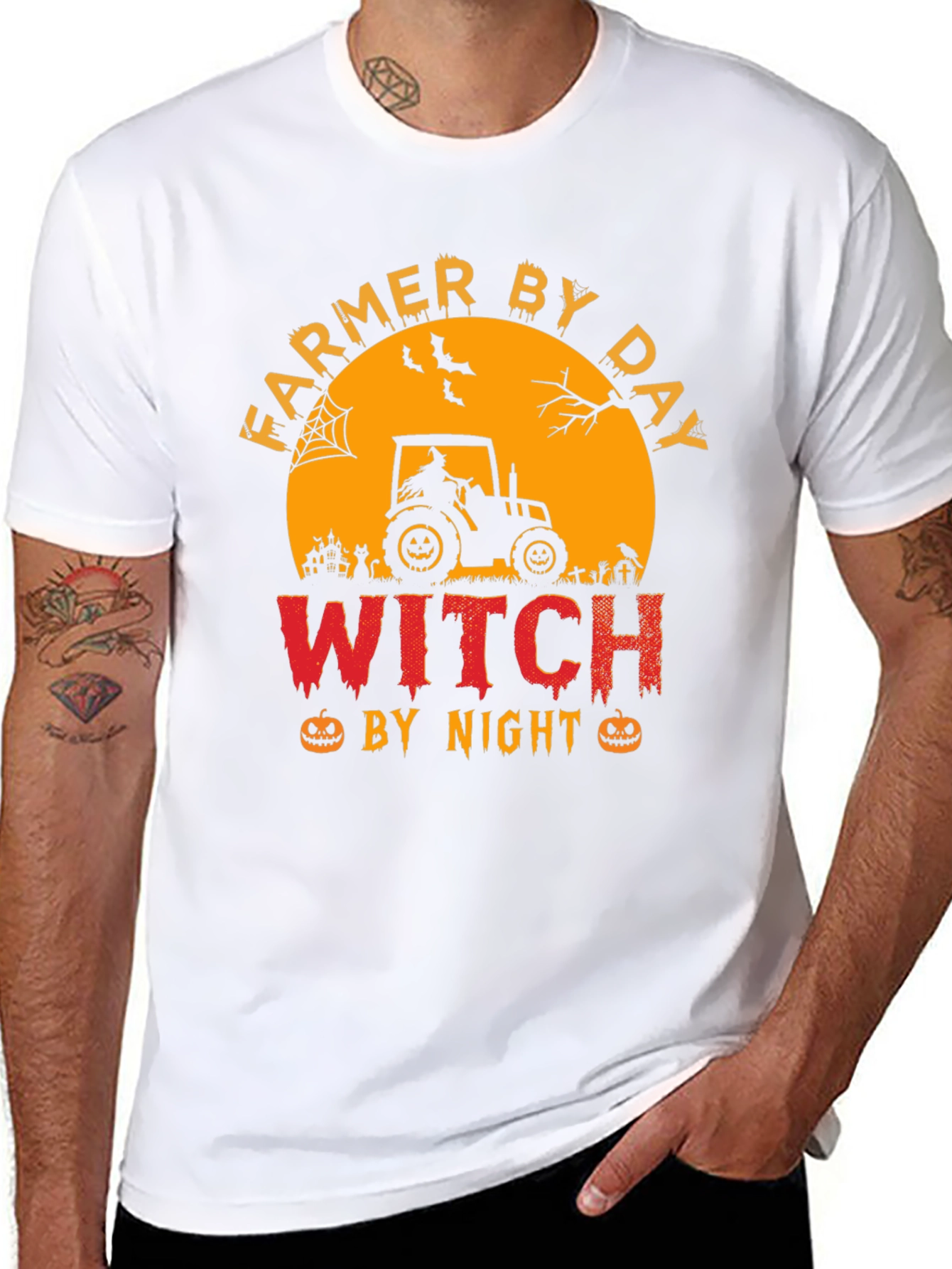 Farmer By Day Witch By Night Halloween T-Shirt