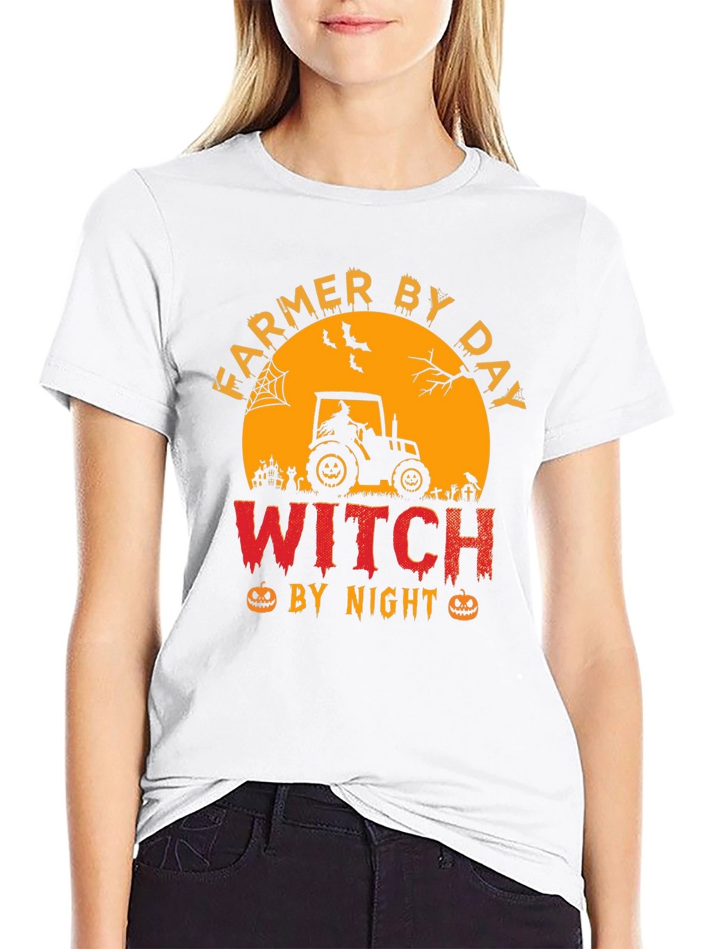Farmer By Day Witch By Night Halloween T-Shirt