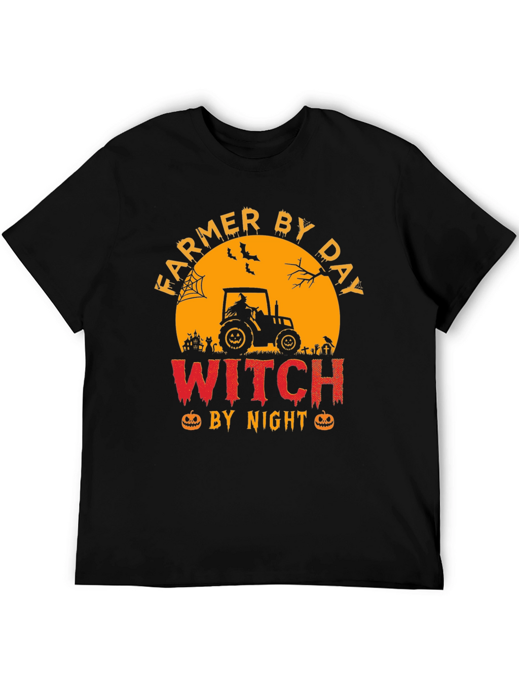 Farmer By Day Witch By Night Halloween T-Shirt