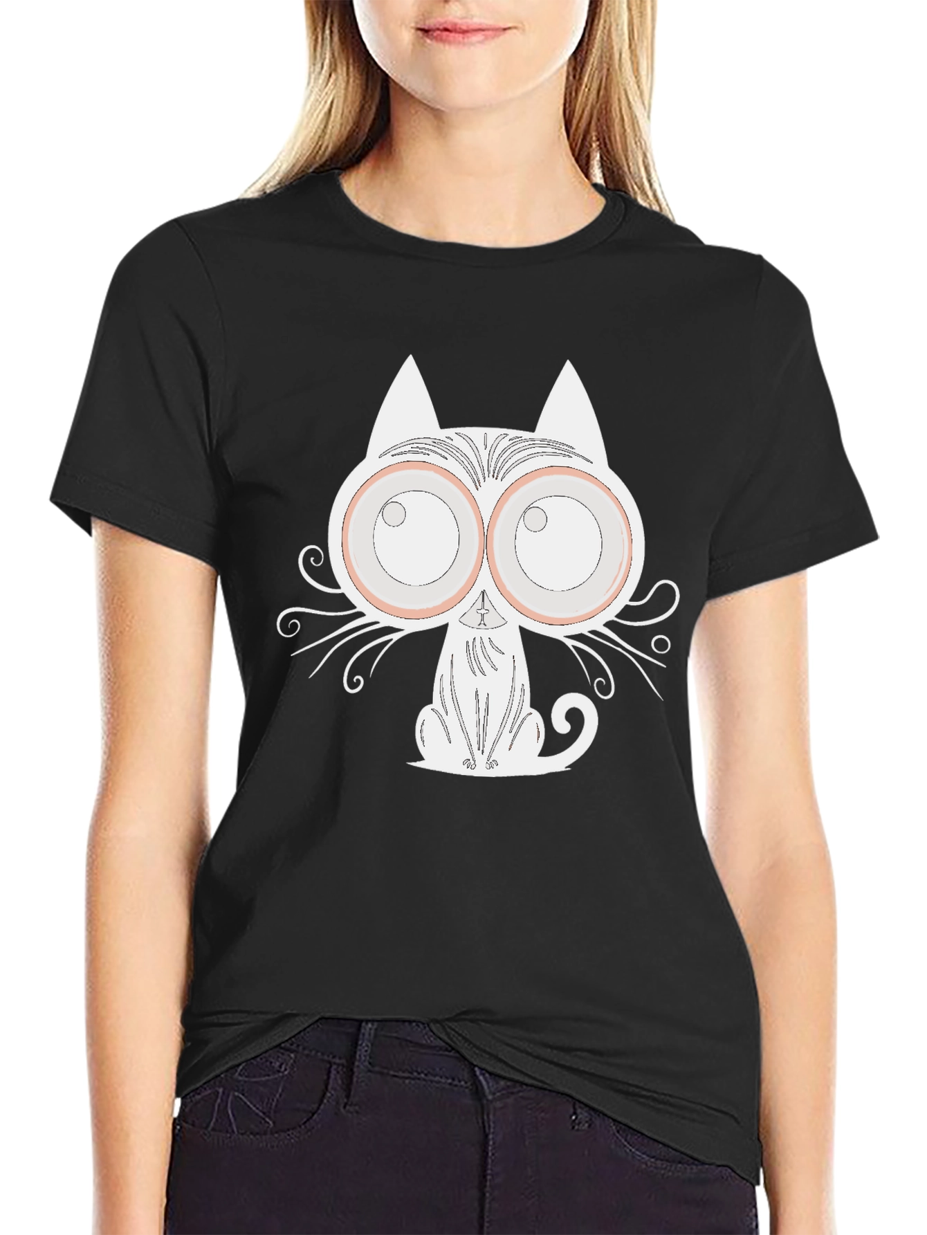Mens Graphic Tee - Cartoon Cat Design
