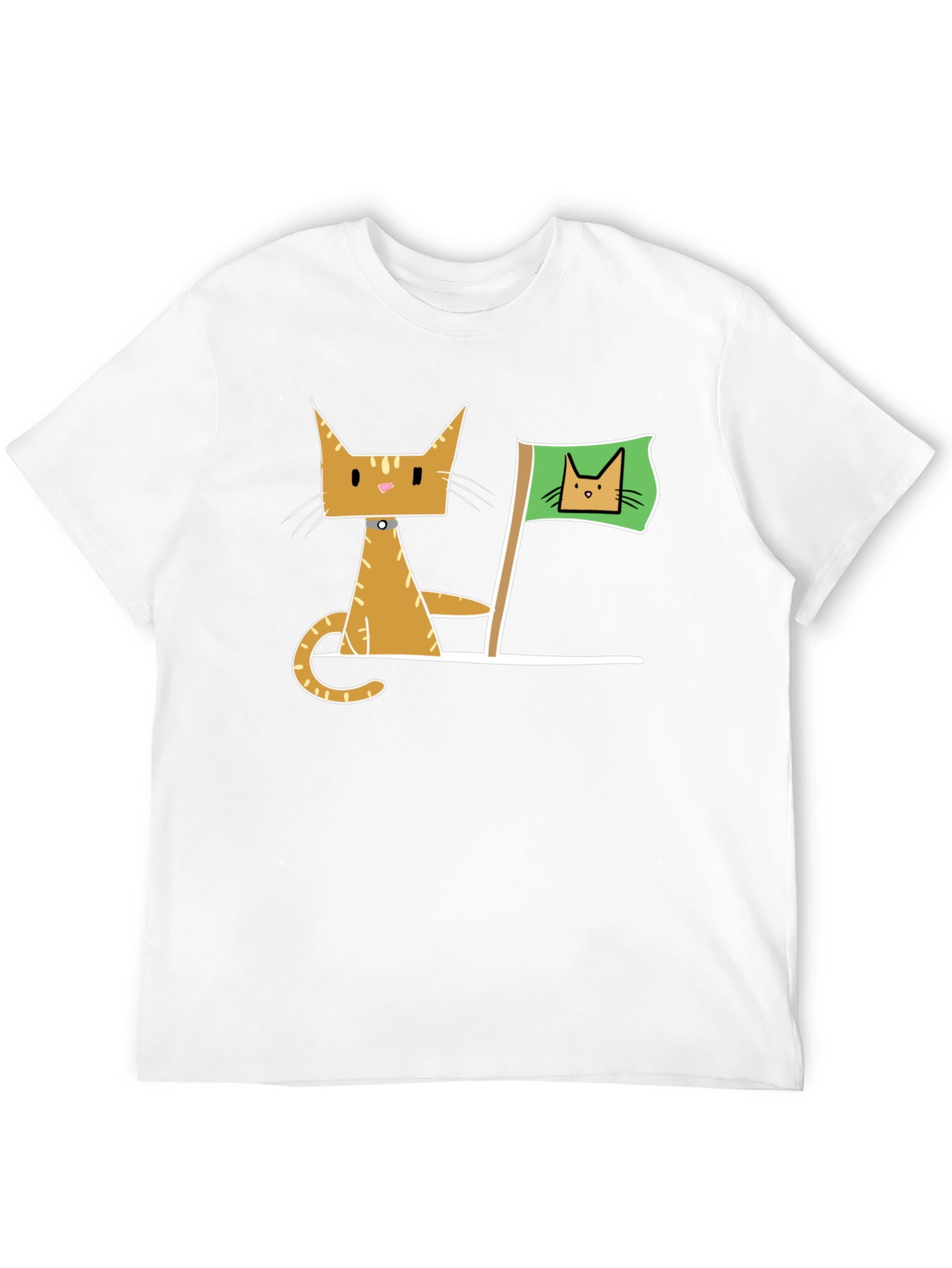 Geometric Cat Flag Black T-Shirt