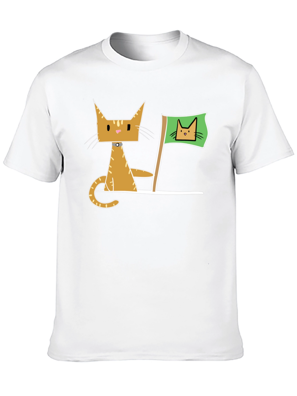 Geometric Cat Flag Black T-Shirt
