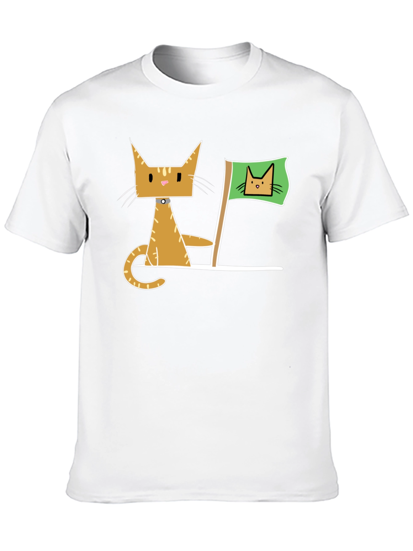 Geometric Cat Flag Black T-Shirt