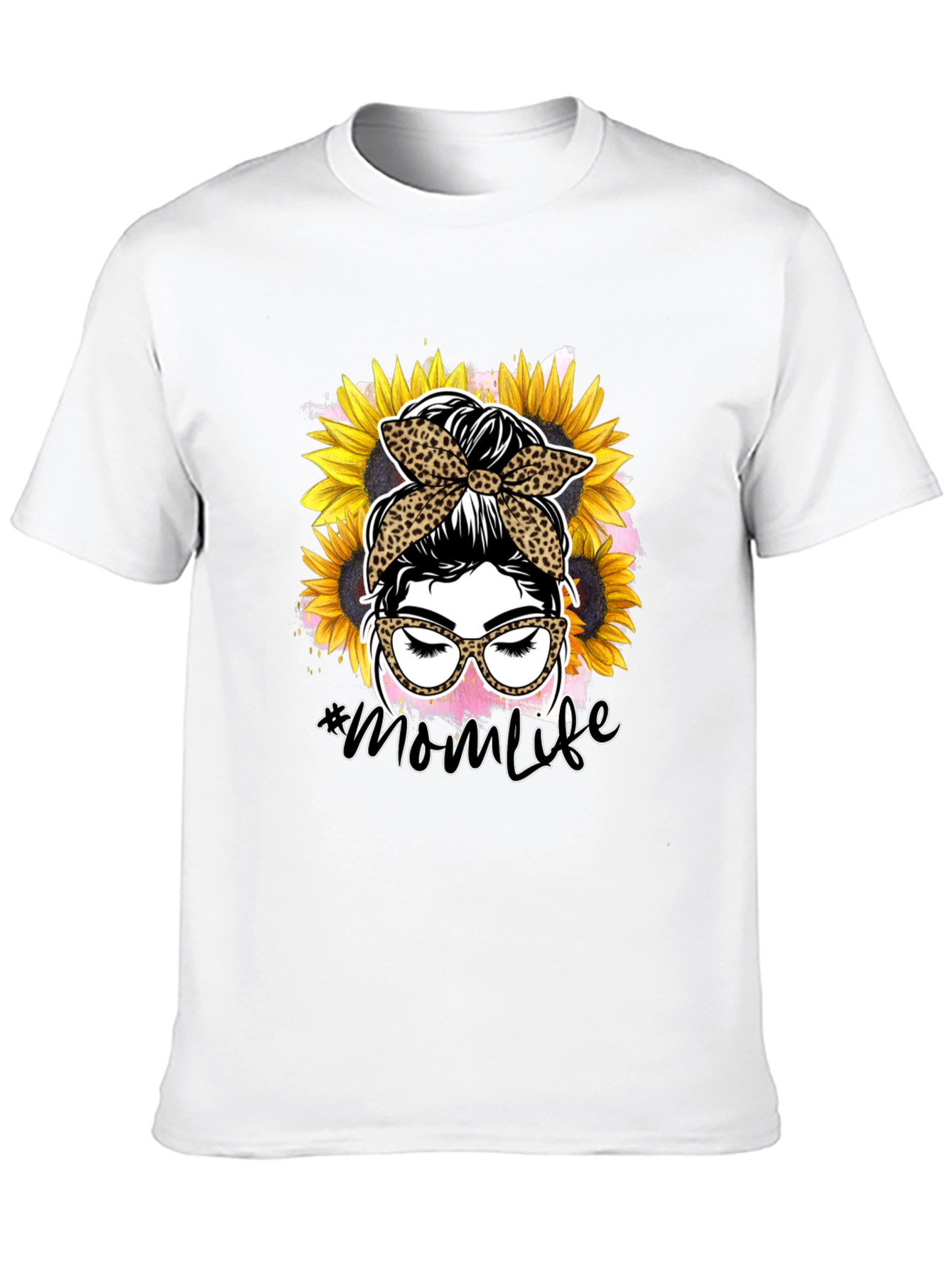 Mom Life Leopard Sunflower Graphic Tee