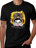 Mom Life Leopard Sunflower Graphic Tee