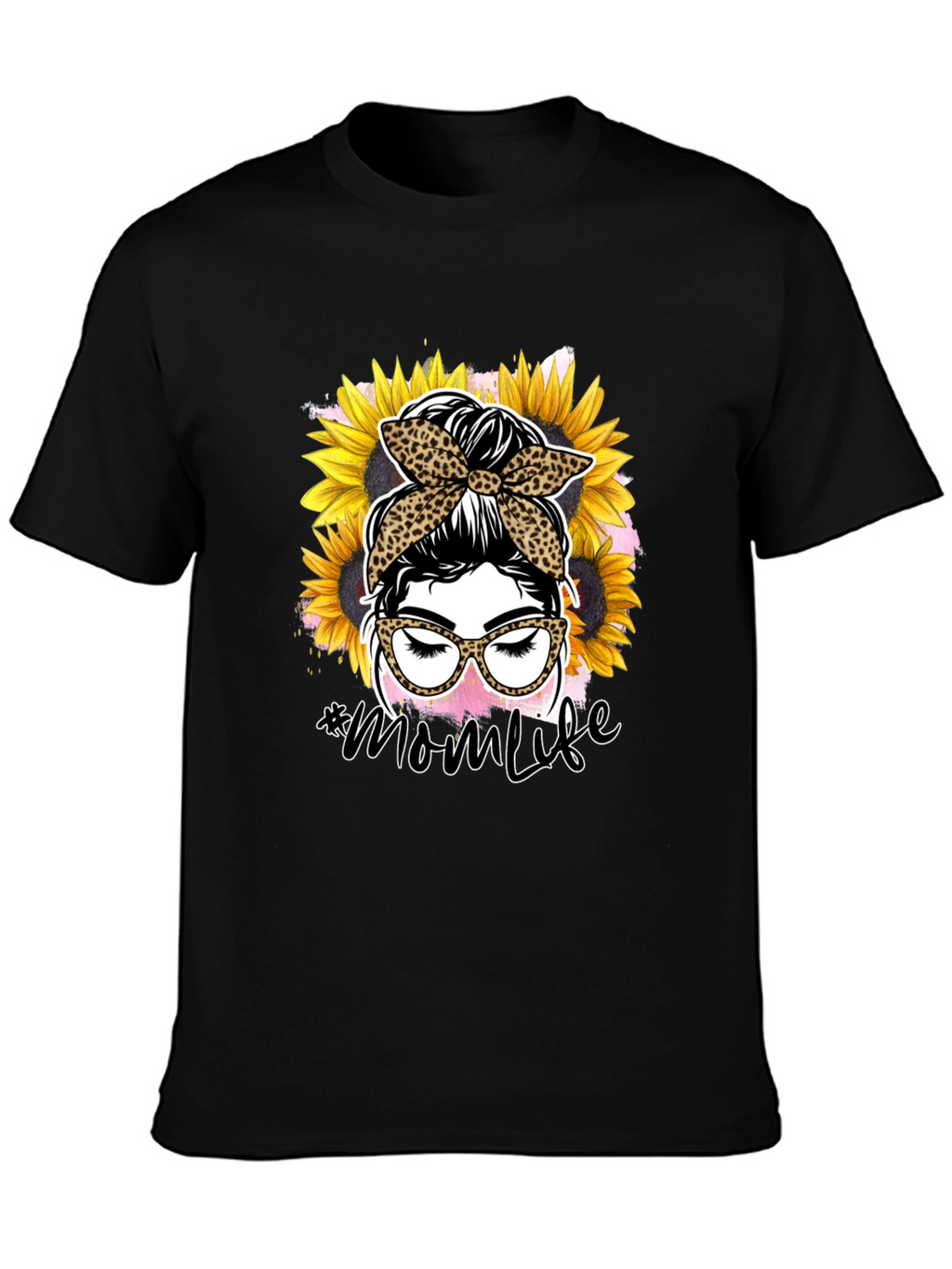 Mom Life Leopard Sunflower Graphic Tee