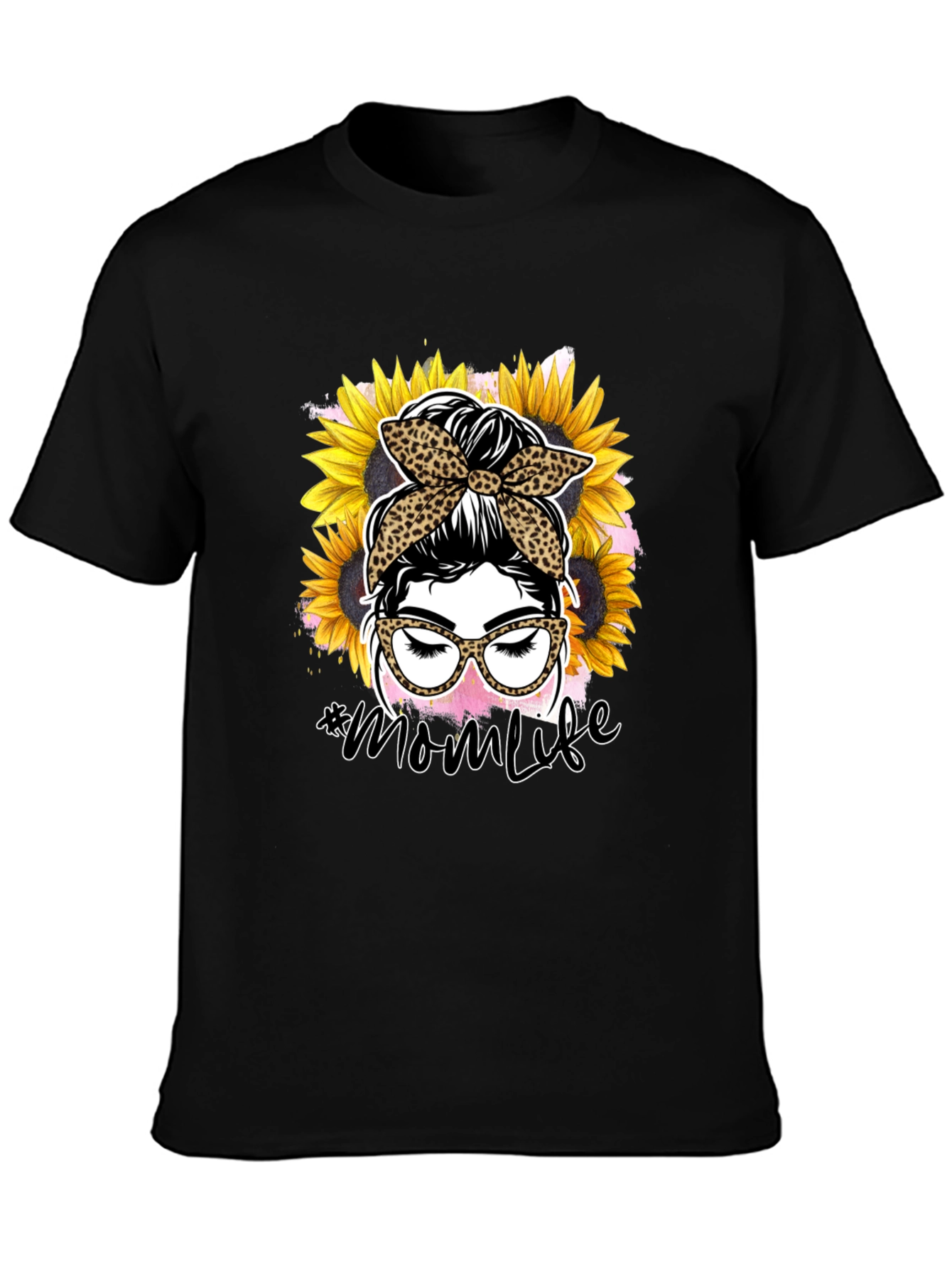 Mom Life Leopard Sunflower Graphic Tee