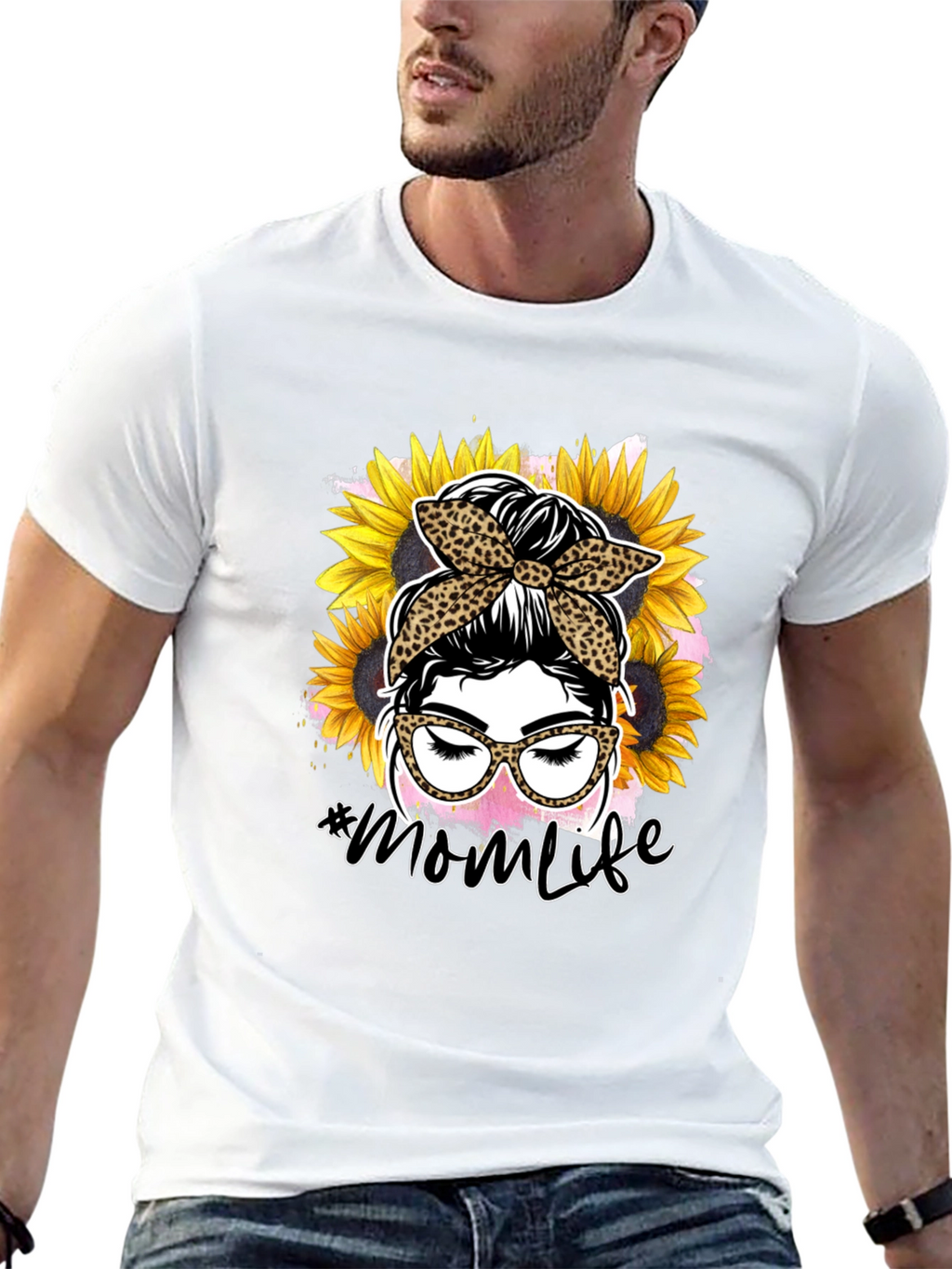 Mom Life Leopard Sunflower Graphic Tee