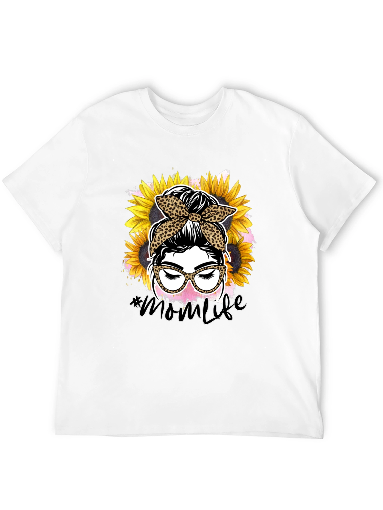 Mom Life Leopard Sunflower Graphic Tee