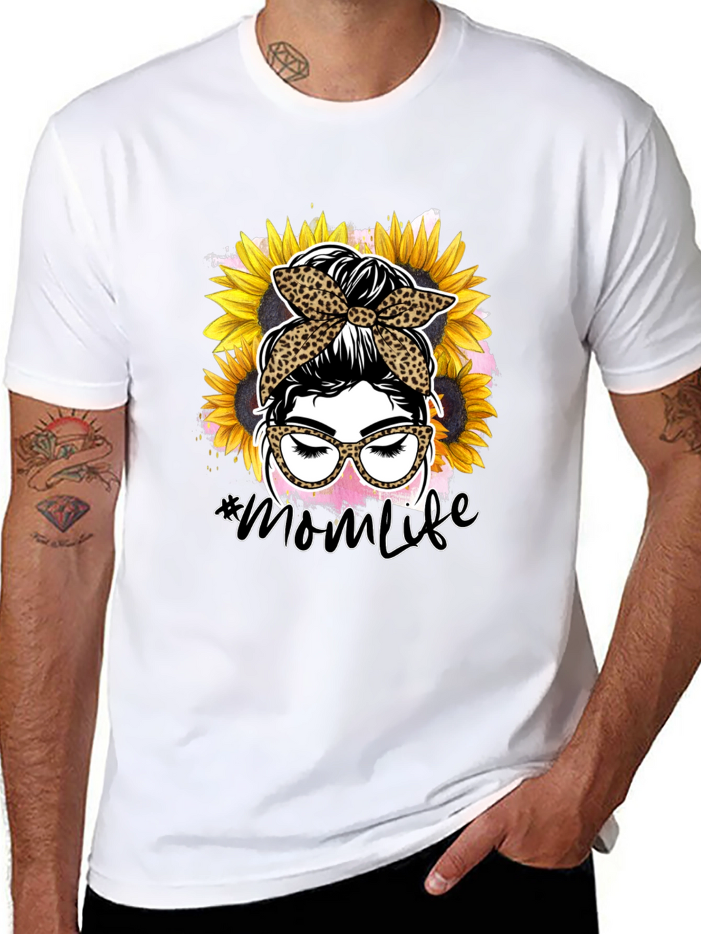 Mom Life Leopard Sunflower Graphic Tee