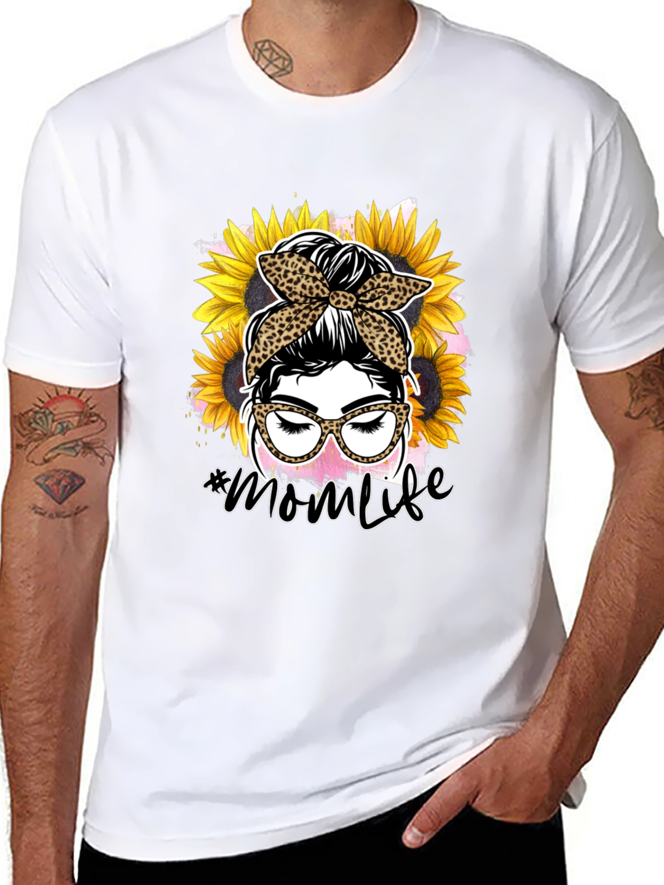 Mom Life Leopard Sunflower Graphic Tee